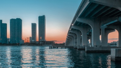 Bridge over the river and buildings